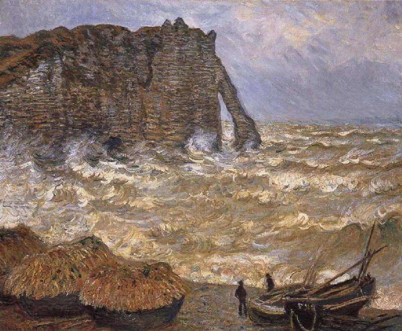 Claude Monet Rough Sea at Etretat France oil painting art